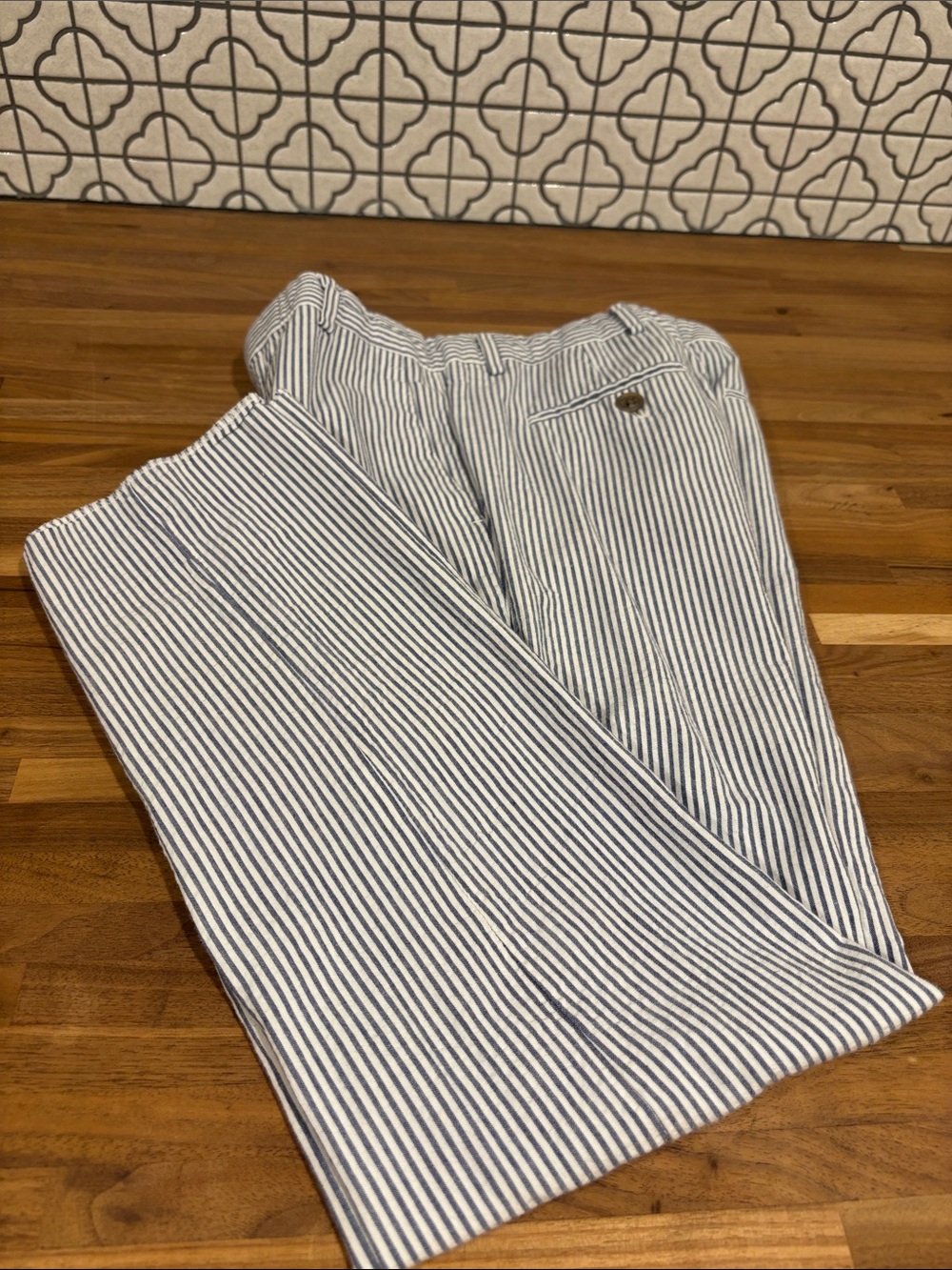 Nordstrom Navy and White Striped seersucker Pants